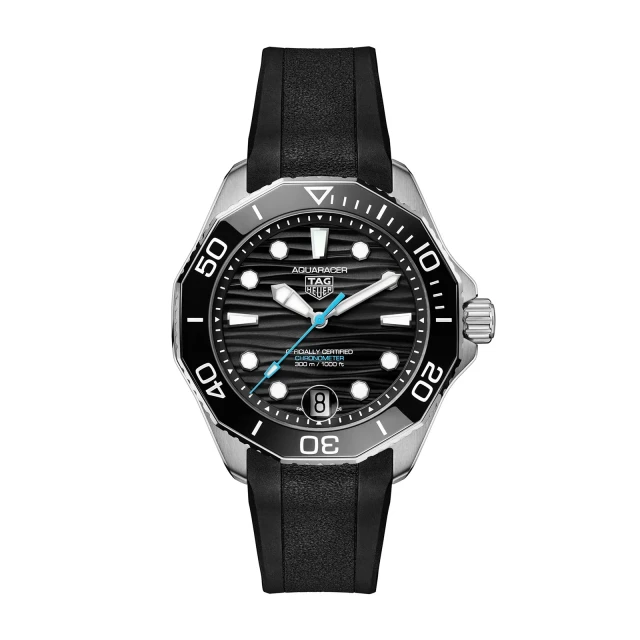 TAG Heuer watch with black dial.