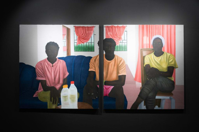 12 large-scale canvases that highlight the power struggles that exist within the spaces we share, whether it is a shared living space; a shared mindset; a shared community or our shared transience. 