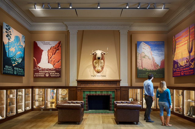 Museum exhibition with artifacts from the wild west period of American history