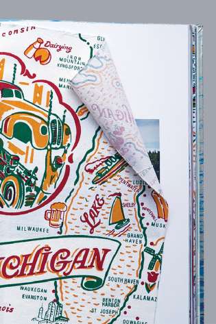 Michigan tea towel as a bookmark.