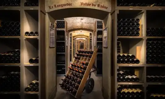 Wine cellar, Rhone Valley wines.