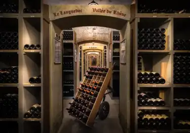 Wine cellar, Rhone Valley wines.