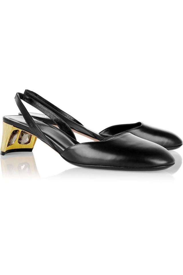 Gucci, Arielle Swarovski crystal-embellished leather slingback pumps, £570, Net-a-Porter.com