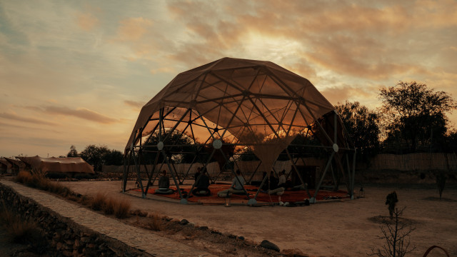 Sunset yoga dome.