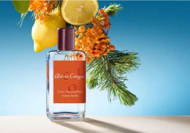 A perfume bottle labeled