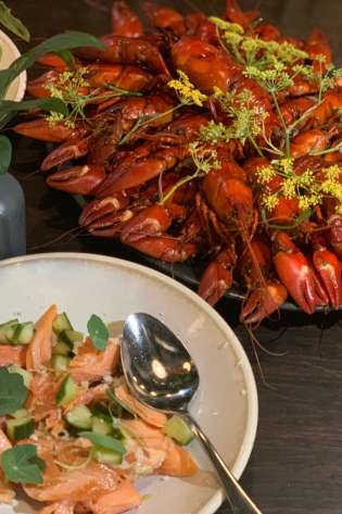 Crayfishparty crayfish and salmon.