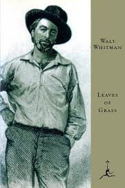Sepia-toned drawing of Walt Whitman on "Leaves of Grass."