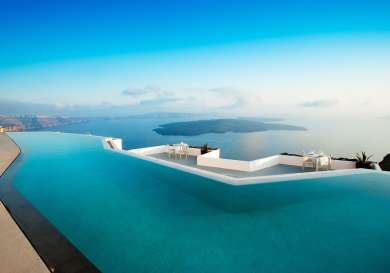 Santorini modernity grace hotel, an auberge resorts collection outside sea beach.