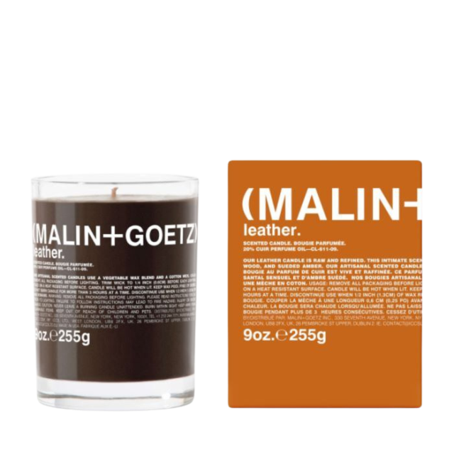 Malin+Goetz leather candle and box.