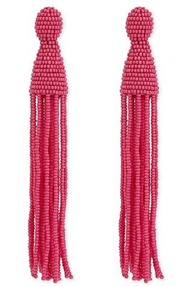Oscar De La Renta, long beaded tassel clip-on earrings, £405, Selfridges