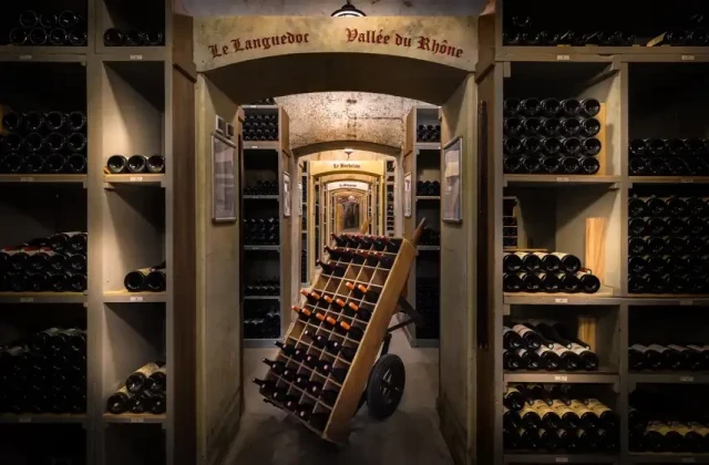 Wine cellar, Rhone Valley wines.