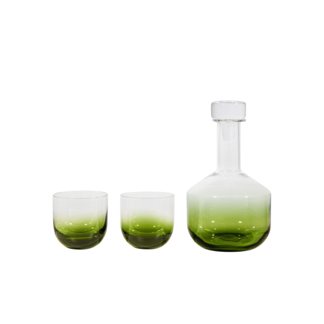 Green ombre glassware set