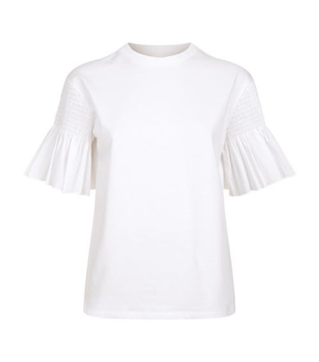 Victoria, Victoria Beckham, Smocked Sleeve T-Shirt, £200, Harrods.com